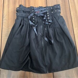 Vrolok Black Goth Alternative Studded Corset Skirt Full Zip Front